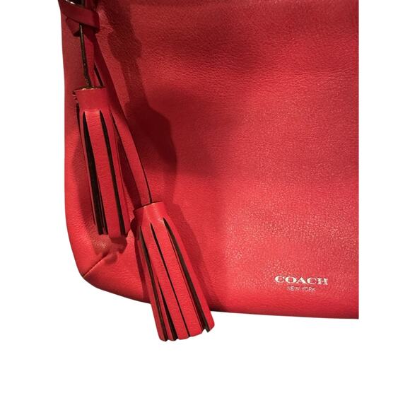 COACH Legacy Leather Double Gusset Hobo in Pink Scarlet - Picture 4 of 6